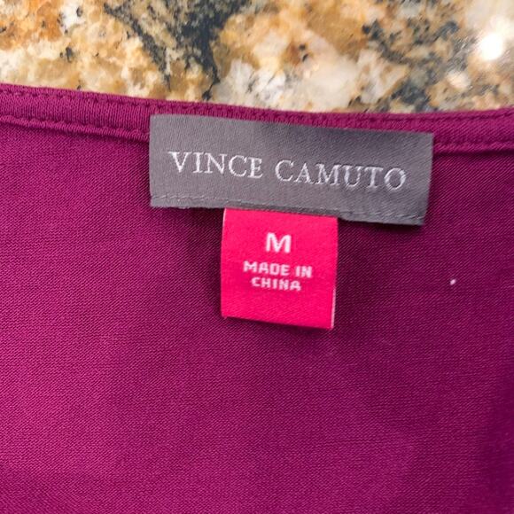 Vince Camuto Plum/Purple Gathered Neck Mixed Media Knit Back Top - SIZE MEDIUM - Picture 6 of 8